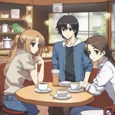 In the popular anime show, the main characters frequently gather at a local café to dine and discuss their adventures.