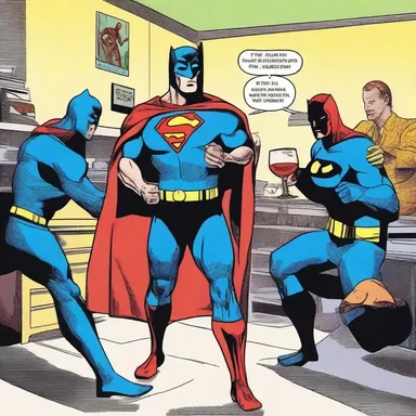 The superheroes in the comics always have exciting adventures before they dine in peace.