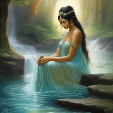 The goddess's effusive tears created a river that flowed through the ancient lands according to the mythology.