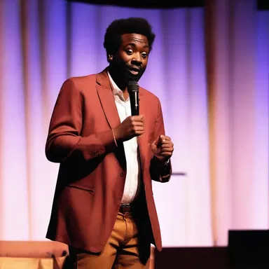 The stand-up comedian's effusive delivery kept the audience laughing throughout the show.