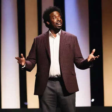 The stand-up comedian's effusive delivery kept the audience laughing throughout the show.