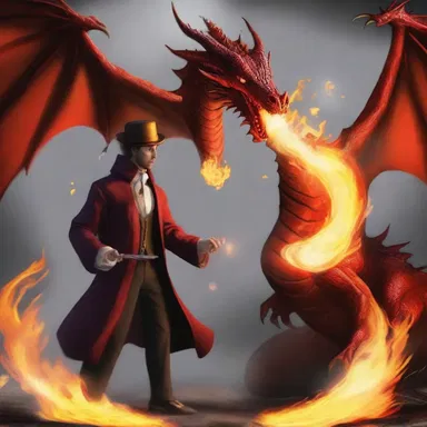 The magician cleverly summoned a powerful fire dragon to aid him in battle.