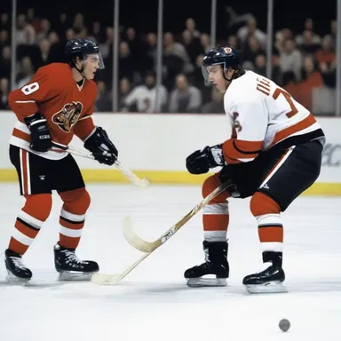 The thrilling sports movie featured an intense final scene where the protagonist scored the winning goal with a dramatic swing of his hockey stick.