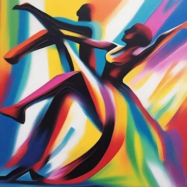 The artist used vibrant colors and bold lines to crystallise the emotion and energy of the dance performance on canvas.