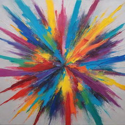 Create an abstract art piece with an explosion of vibrant colors reflecting emotions and energy.