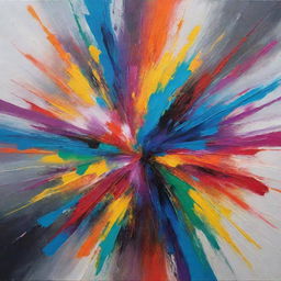 Create an abstract art piece with an explosion of vibrant colors reflecting emotions and energy.