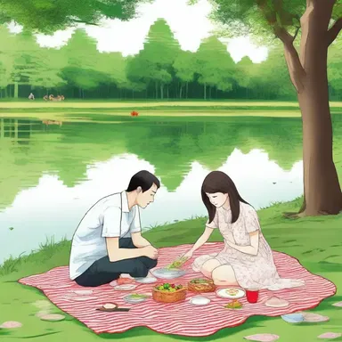 The couple had a romantic picnic by the riverside, oblivious to the foul smell emanating from the sewerage.