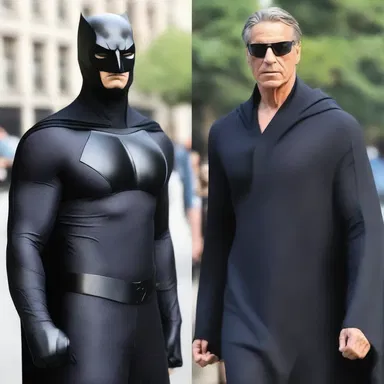 The superhero's costume included a sleek black kaftan, making him look formidable and mysterious.