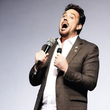 The comedian's hilarious punchline struck down the entire audience with laughter.