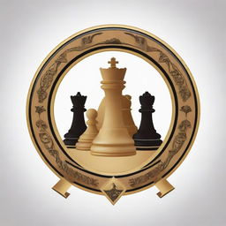 A logo for the Egyptian Chess Federation Coaches. Featuring Egyptian themes, like pyramids and hieroglyphs, with chess pieces and a competitive spirit.