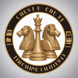 A logo for the Egyptian Chess Federation Coaches. Featuring Egyptian themes, like pyramids and hieroglyphs, with chess pieces and a competitive spirit.