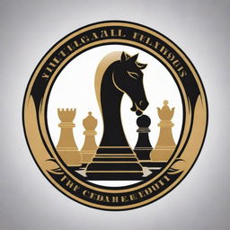 A logo for the Egyptian Chess Federation Coaches. Integrating Egyptian themes, chess pieces, and the Arabic phrase 'لجنة المدربين', embodying a competitive spirit.