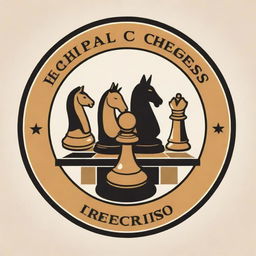 A logo for the Egyptian Chess Federation Coaches. Incorporate imagery of a coach training a student, alongside Egyptian themes and chess pieces, symbolizing a teaching atmosphere.