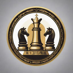 A logo for the Egyptian Chess Federation Coaches. Incorporate imagery of a coach training a student, alongside Egyptian themes and chess pieces, symbolizing a teaching atmosphere.