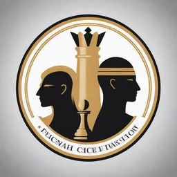 A logo for the Egyptian Chess Federation Coaches, incorporating an image of a coach training a student. Utilize traditional Egyptian themes and chess imagery in harmony, evoking a sense of guidance and strategy.