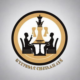 A logo for the Egyptian Chess Federation Coaches, incorporating an image of a coach training a student. Utilize traditional Egyptian themes and chess imagery in harmony, evoking a sense of guidance and strategy.