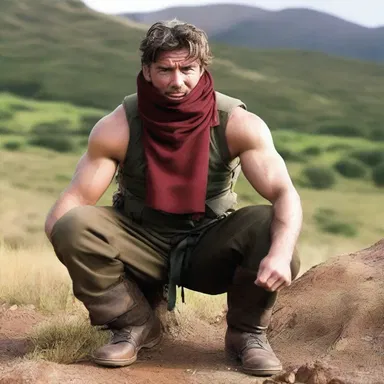 In the action-packed film, the hero puts on a gaiter before embarking on his adventurous journey.