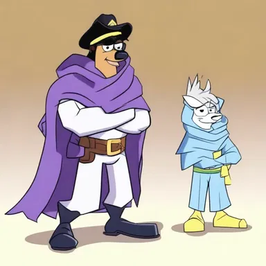 In the animated show, the character's gaiter magically transforms into a loyal sidekick.