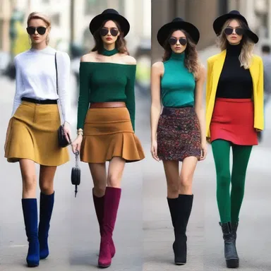 The latest fashion trends include pairing colorful gaiters with skirts and dresses for a chic and edgy look.