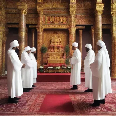 During the religious ceremony, the power play of the worshippers took place at the altar.