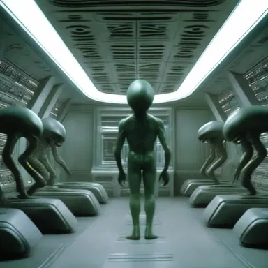 In the science fiction movie, the power play of the alien beings took place inside their advanced spaceship.