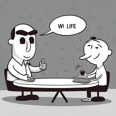The cartoon characters engaged in a metaphysical debate about the meaning of life.