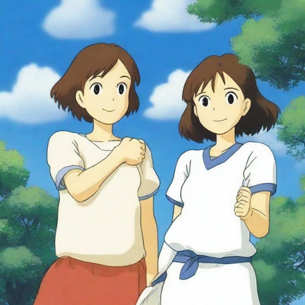 A top-notch animated image of two college student girls, their hands entwined in unity