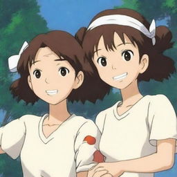 A top-notch animated image of two college student girls, their hands entwined in unity