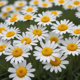 Hyper realistic image of a beautiful field of yellow daisies underneath a white savannah, captured with a Sony Alpha a9 II and Sony FE 200-600mm f/5.6-6.3 G OSS lens in natural light for ultra details.