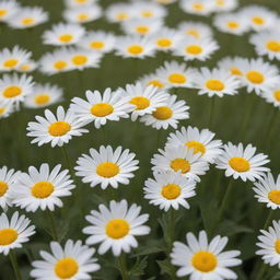 Hyper realistic image of a beautiful field of yellow daisies underneath a white savannah, captured with a Sony Alpha a9 II and Sony FE 200-600mm f/5.6-6.3 G OSS lens in natural light for ultra details.