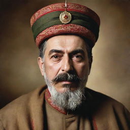 Generate a high-quality, insightful image of Joseph Stalin envisioned as a Sufi ascetic in traditional attire, lost in a state of spiritual ecstasy.