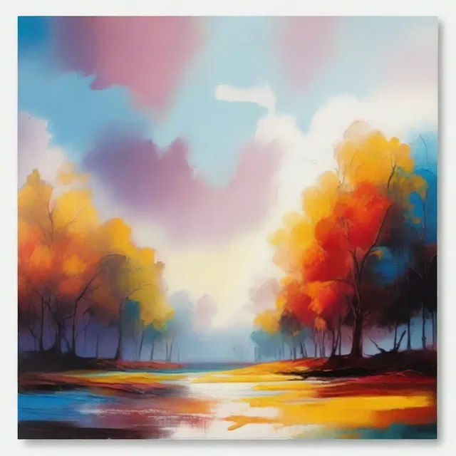 The artist used various techniques in the painting to create a sense of neutralisation between warm and cool colors.