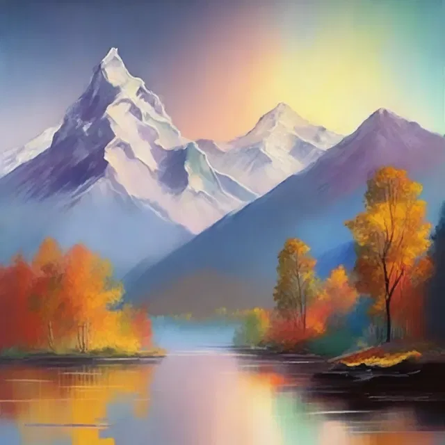 The artist used various techniques in the painting to create a sense of neutralisation between warm and cool colors.