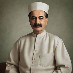 Depict a high-quality detailed image of Joseph Stalin styled as a humble Sufi sage, clad in simple traditional Sufi clothing, radiating serene tranquility.