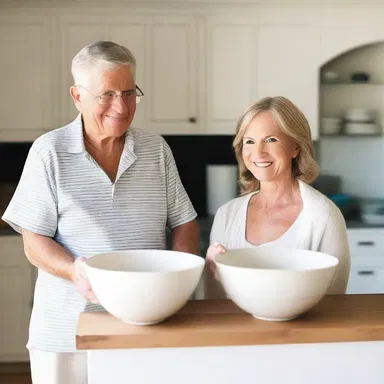 As a gesture of love, the couple purchased a matching set of mixing bowls to use when cooking together.
