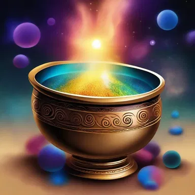 According to ancient mythology, a powerful deity used a magical mixing bowl to create the universe.