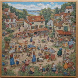 A jigsaw puzzle of a Louis Breton artwork, with each piece capturing the intricate detail of his distinctive style.