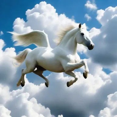The magical world in the fantasy novel was filled with unique creatures, including flying horses that could soar through cumulus clouds effortlessly.