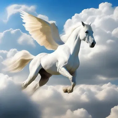 The magical world in the fantasy novel was filled with unique creatures, including flying horses that could soar through cumulus clouds effortlessly.