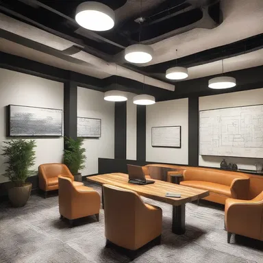 The political consulting firm designed their office space with a modern and sleek aesthetic, incorporating elements of psephology to inspire staff creativity and critical thinking.