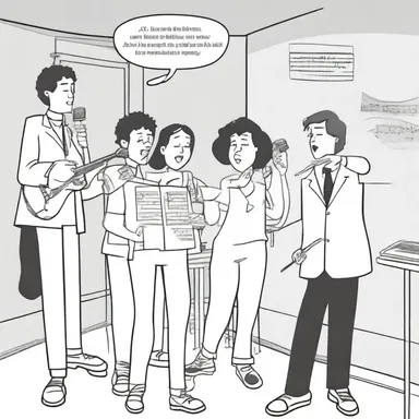 The comic strip featured a group of music students learning solmization as part of their vocal training, making the process both educational and fun.