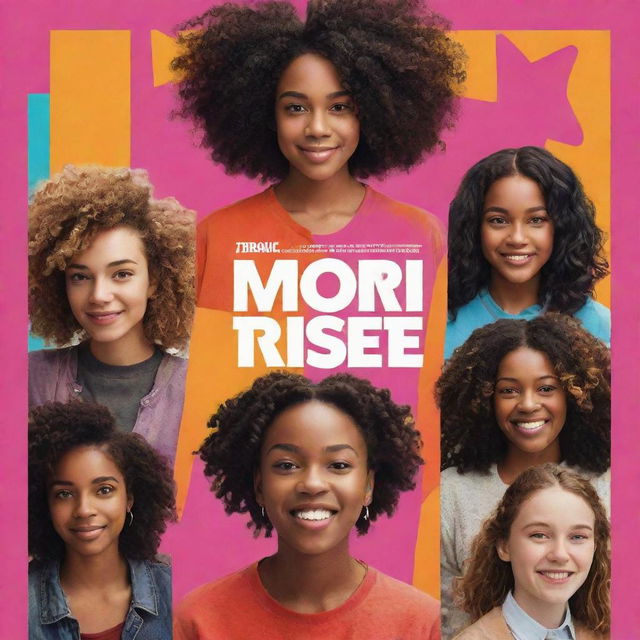 Create a vibrant movie poster that communicates the theme of a self-esteem group. Include various diverse characters interacting positively, bold typography for the title, and a harmonious color scheme that emulates a supportive atmosphere.