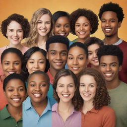 Design a compelling movie poster focused on a self-esteem group. The poster should depict a diverse set of individuals engaging in supportive interactions, embedded in a warm and welcoming color scheme.