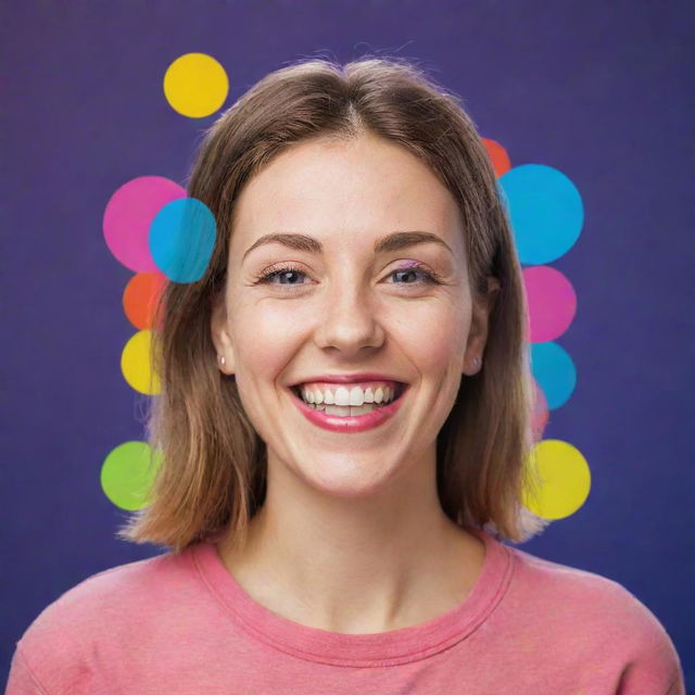 Create a vibrant and cheerful profile picture showcasing optimism and the word 'optimistic_assis_', ideally using bright colors and positive symbolism.