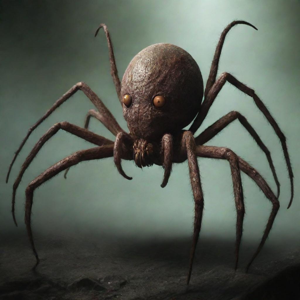 Create a Lovecraftian creature, deeply inspired by the eerie aspects of a spider.