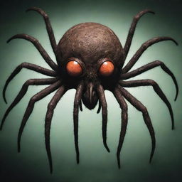 Construct a Lovecraftian creature which melds features of a spider with a hauntingly human face.