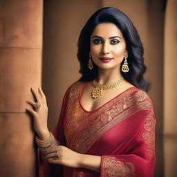 A high-resolution photograph featuring a Desi Indian actress in a modern dress