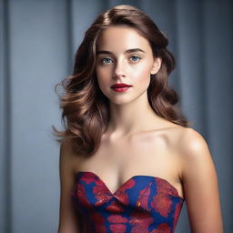 A high-resolution photograph of a young actress in a modern dress