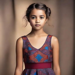 A high-quality photograph portraying a young actress in a modern dress