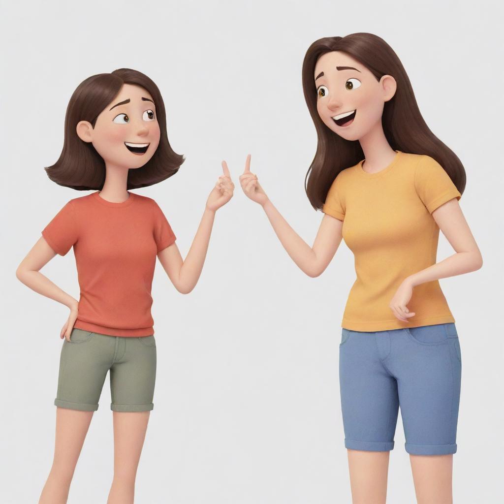 A cartoon image of two friends. One is a girl with a larger build, engaging in a conversation with her companion who has a skinny body.